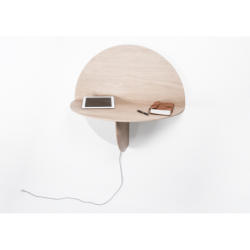 Bureau mural d'appoint et applique LED au design scandinave en bois SATURNE