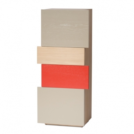 Placard de rangement d'entrée au design scandinave décalé personnalisable en bois DÉCALAGES BAS