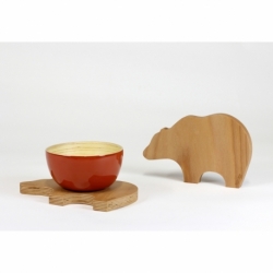 Dessous de plat design en bois et forme d'ours