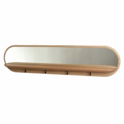 Etagère Vide-poche miroir porte-clés d'entrée design en bois