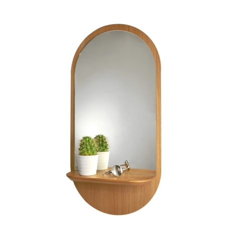 Miroir design avec tablette en bois Solstice de chez Reine Mère