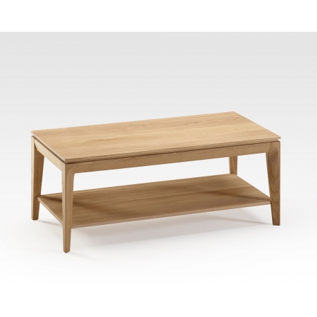 Table basse design bois fabrication française avec tablette BUZZ