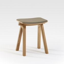 Tabouret design en bois de Chêne et tissu fabriquée en France CHEVRON