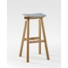 Tabouret haut design en bois de Chêne et tissu fabriquée en France CHEVRON