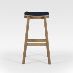 Tabouret haut design en bois de Chêne et tissu fabriquée en France CHEVRON