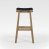 Tabouret haut design en bois de Chêne et tissu fabriquée en France CHEVRON