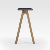 Tabouret haut design en bois de Chêne et tissu fabriquée en France CHEVRON