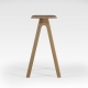 Tabouret haut design en bois naturel de Chêne fabriquée en France CHEVRON