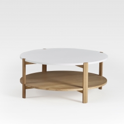 Table basse design en bois naturel de Chêne fabriquée en France FACETTE