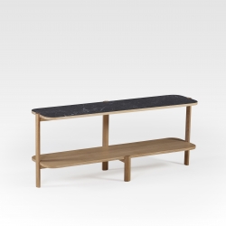 Console basse design en bois et plateau céramique fabriquée en France FACETTE