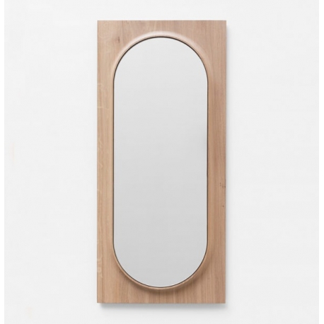 Miroir design CIRCUIT ovale en chêne massif français et fabriqué en France